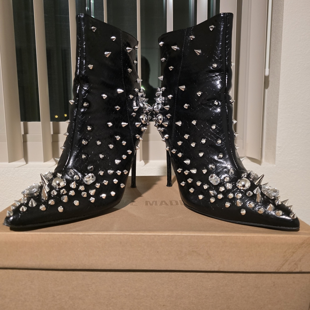 Steve Madden Black Studded Booties